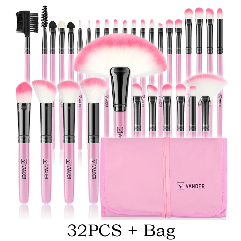 Kit de Pincéis de Maquiagem Vander – 13/18/24/32 Unidades