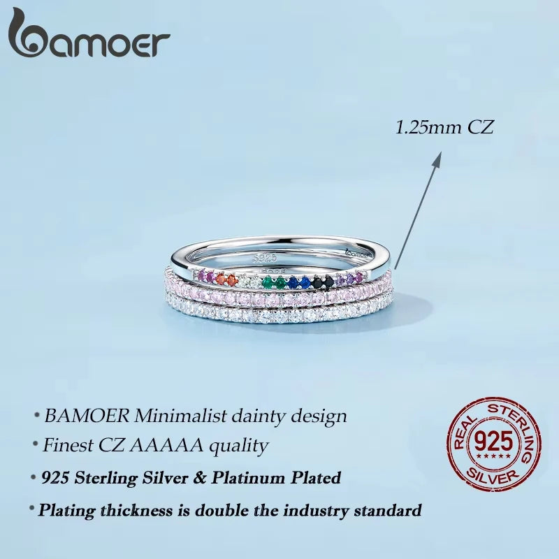 Anel Minimalista de Prata 925 Bamoer